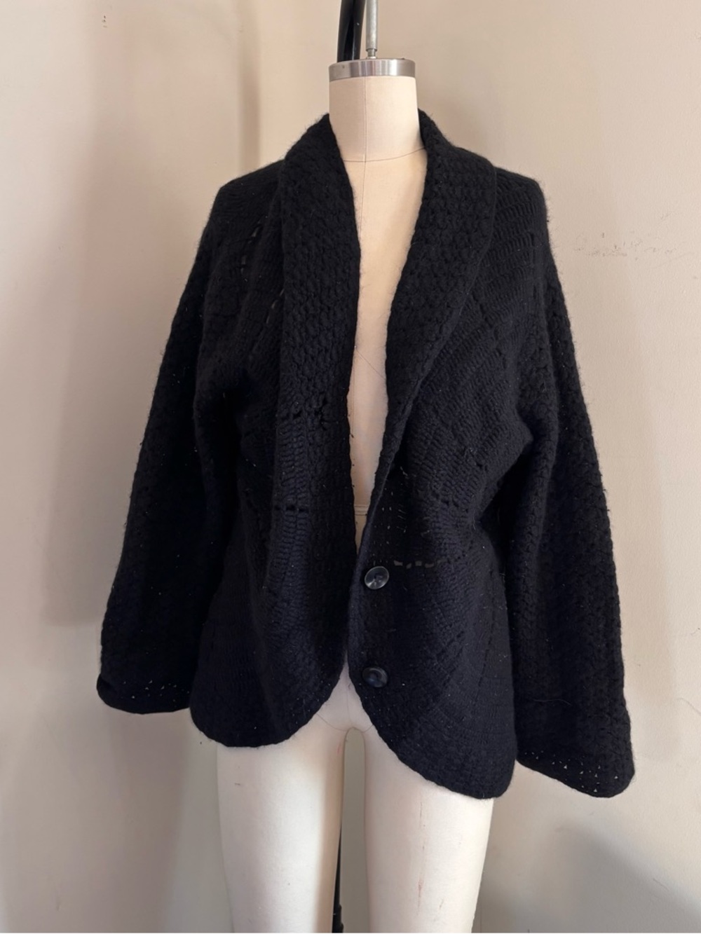 Carole Little Black Open-Weave Shawl Collar Blazer Jacket